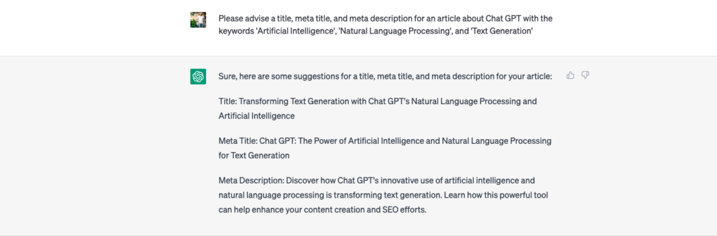 Meta information generated by Chat GPT